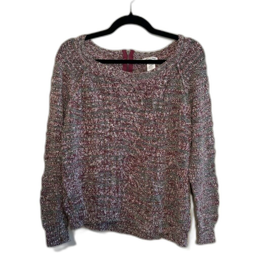 Maurices+ Marled Knit Sweater Wine Gray Zip Back Size 2
